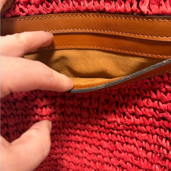 Patricia Nash | Manarola Raffia Tote Specialty Woven Straw Pink Brown Leather - Picture 4 of 12